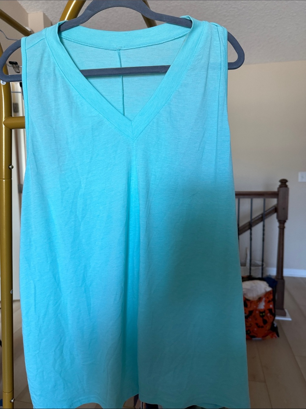 Women’s V-Neck racerback Tank Top in Aqua Blue
